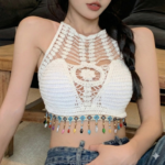 Imported Crochet Designed Halter Neck Weste Top - Image 2