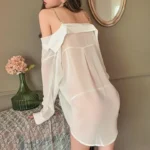 Lingerie Chiffon Off Shoulder Shirt - Image 8