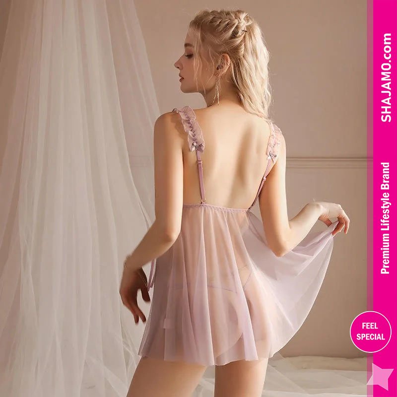 Lace Nightgown with Chest Bow & Thong