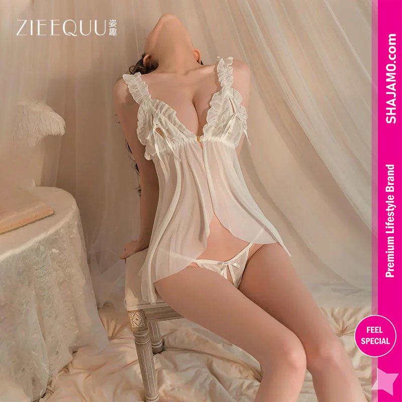 Lace Nightgown with Chest Bow & Thong