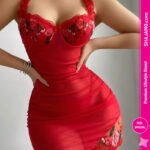 Luxury Floral Embroidered Ruched Bodycon Mini Dress – Elegant Mesh Party Wear Luxury Floral Embroidered Ruched Bodycon Mini Dress – Elegant Mesh Party Wear