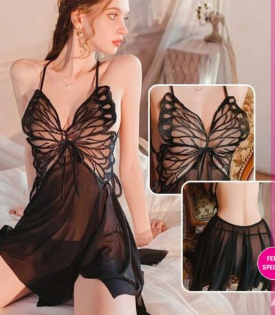 Premium Quality Butterfly Whisper Mesh Nightdressfor