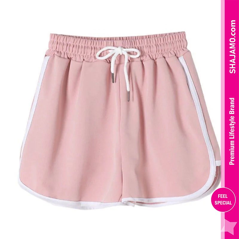 Women’s Sporty Contrast Trim Dolphin Shorts with Elastic Waistband Women’s Sporty Contrast Trim Dolphin Shorts with Elastic Waistband