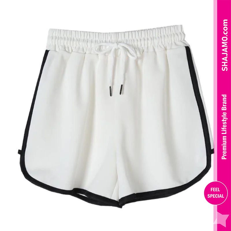 Women’s Sporty Contrast Trim Dolphin Shorts with Elastic Waistband Women’s Sporty Contrast Trim Dolphin Shorts with Elastic Waistband