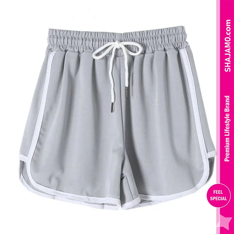 Women’s Sporty Contrast Trim Dolphin Shorts with Elastic Waistband Women’s Sporty Contrast Trim Dolphin Shorts with Elastic Waistband